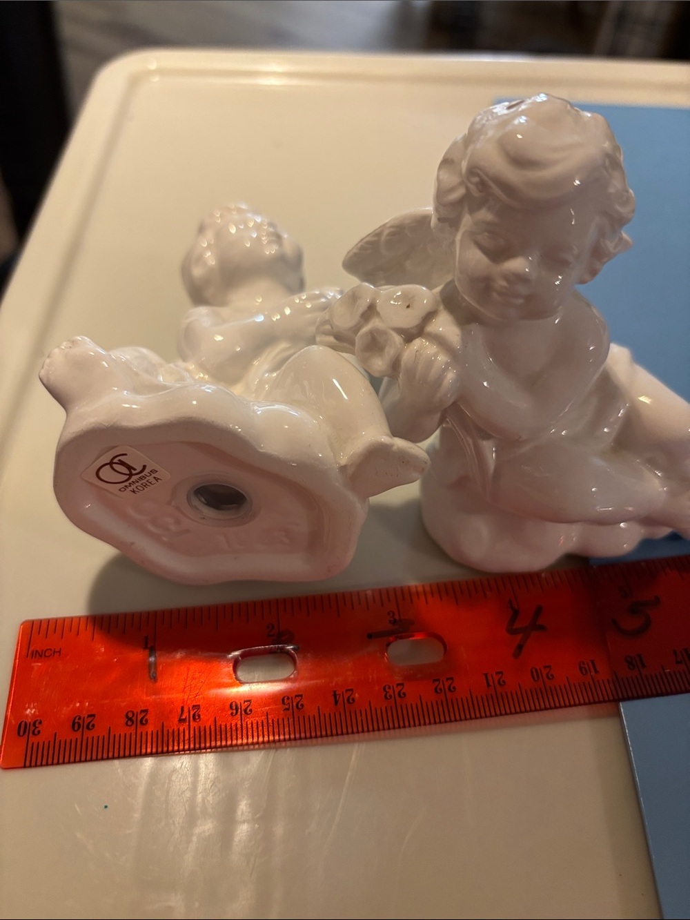 Porcelain Angel Figurine Set - White Decorative Kitchen Accent